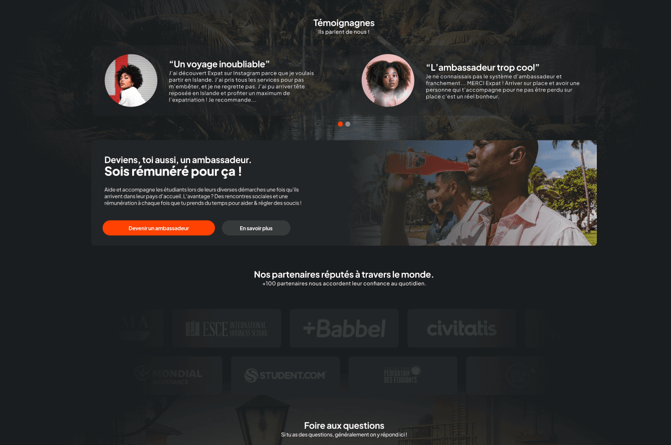 Testimonials and partners